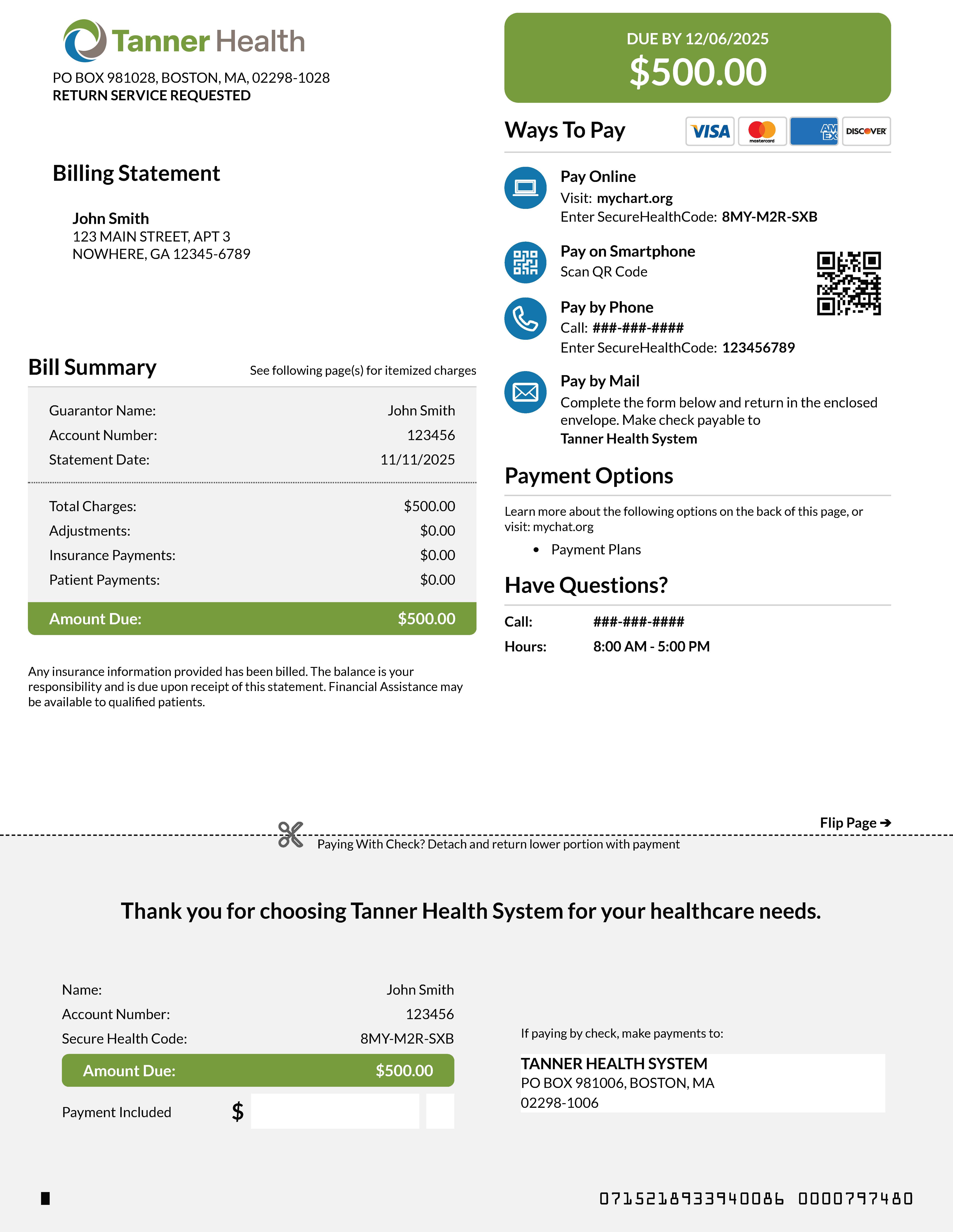 Tanner Health Example Bill